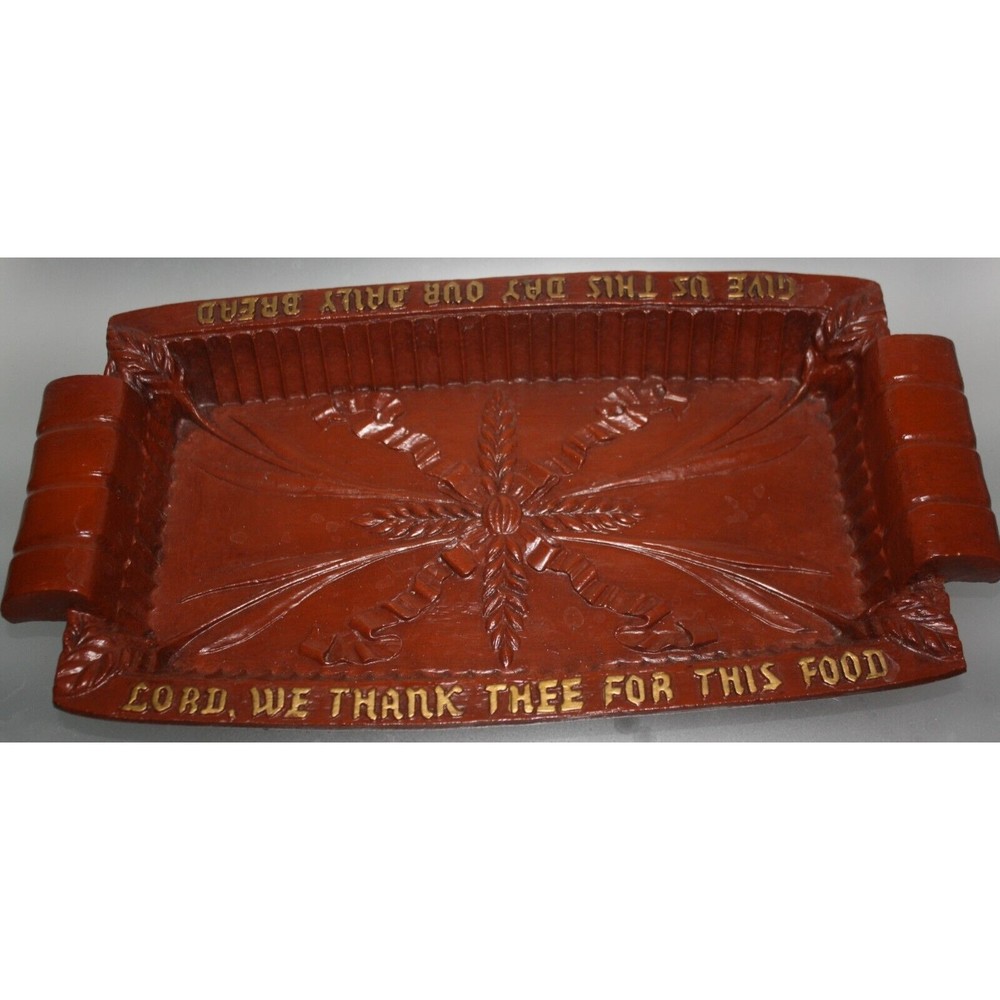 Vintage HTF Our Daily Bread Burwood Bread Tray Plate Grain Design Handles 13"
